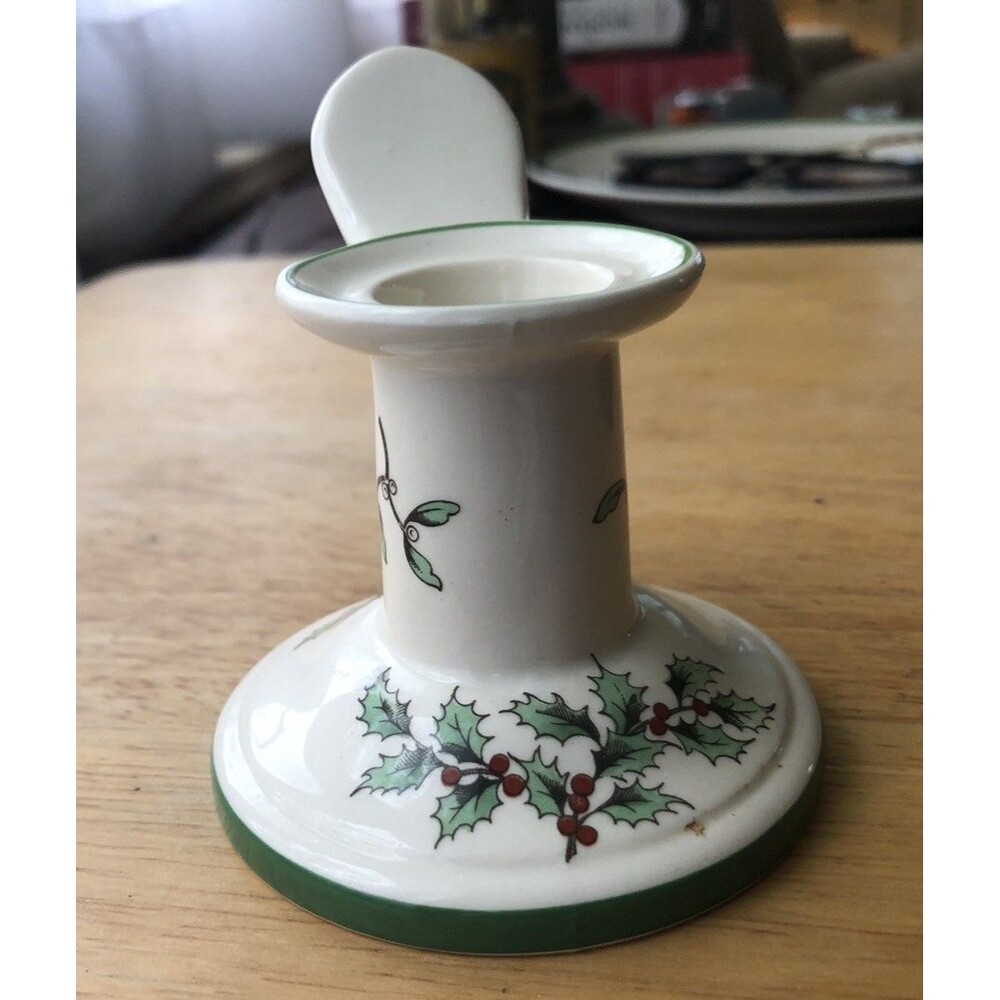 Vintage Spode England CHRISTMAS TREE Taper Candle Holder Holly Design S3324
